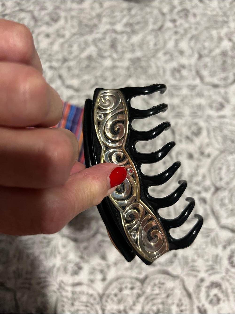 Brighton Black and Silver Swirl Hair Claw Clip - Picture 3 of 6